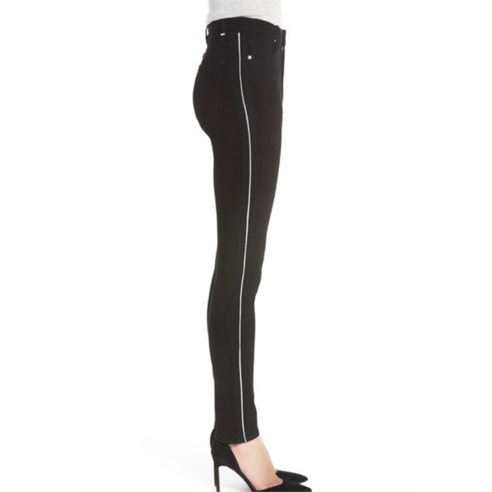 Hudson Holly High-Rise Skinny Ankle Jeans Piping Ribbon Stripe Black 27 NEW $225